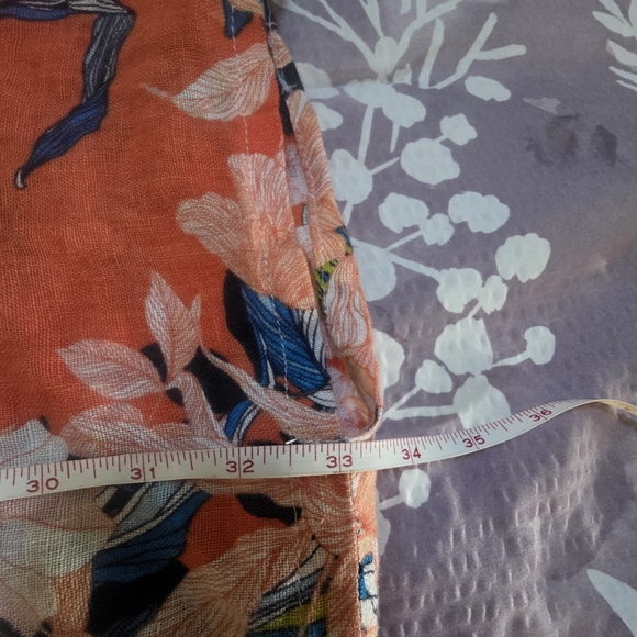 Chico's Floral Kimono Topper Ruana Fringe Orange Blue Black Size Small/Medium - Picture 15 of 16